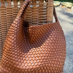 Melie Bianco Tan Woven Hobo Bag